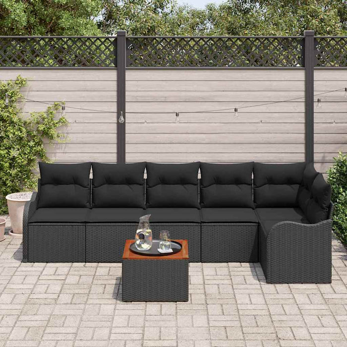 Set de canapele pentru grădină 7 pcs Negru Rattan poli - WALTI WALTI