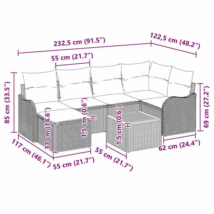 Set de canapea pentru grădină vidaXL de 7 piese cu perne Răchită poli negru - WALTI WALTI