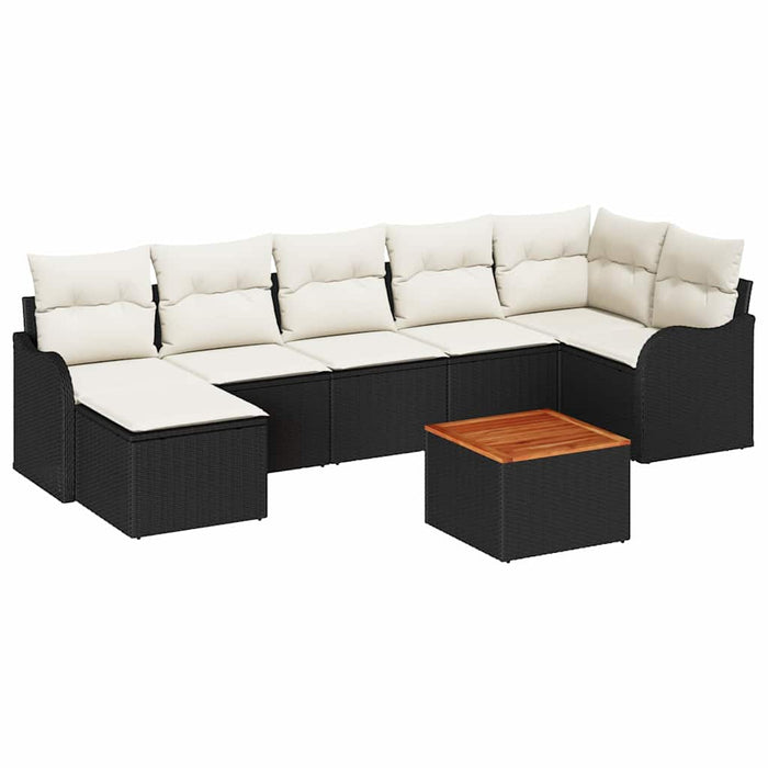 Set de canapea de grădină vidaXL cu 8 piese cu perne Negru Ratan Poli Acacia - WALTI WALTI