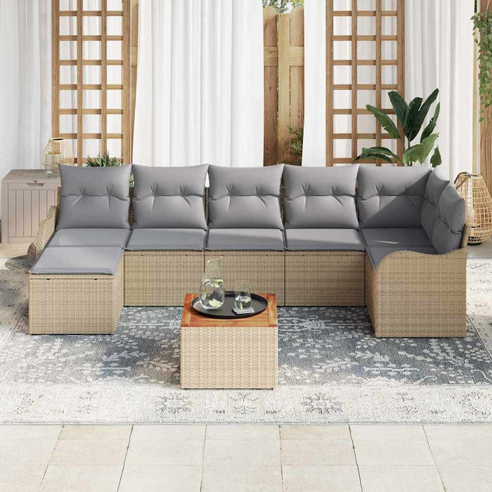 Set de canapele de grădină vidaXL 8 piese cu perne Bej Poli Ratan Acacia - WALTI WALTI