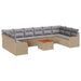 Set de canapele de grădină vidaXL cu 10 piese și perne Bej Ratan Poli Acacia - WALTI WALTI
