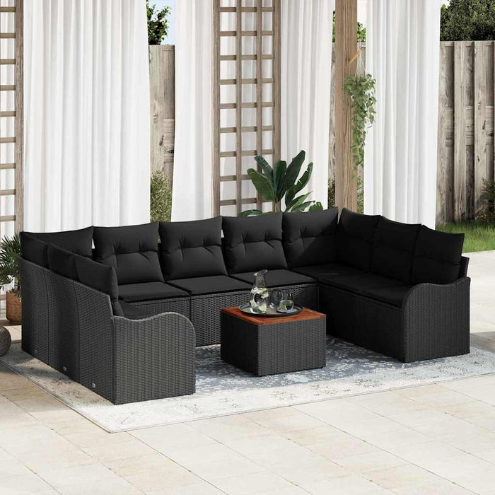 Set de canapele pentru grădină 10 pcs Negru Rattan poli - WALTI WALTI
