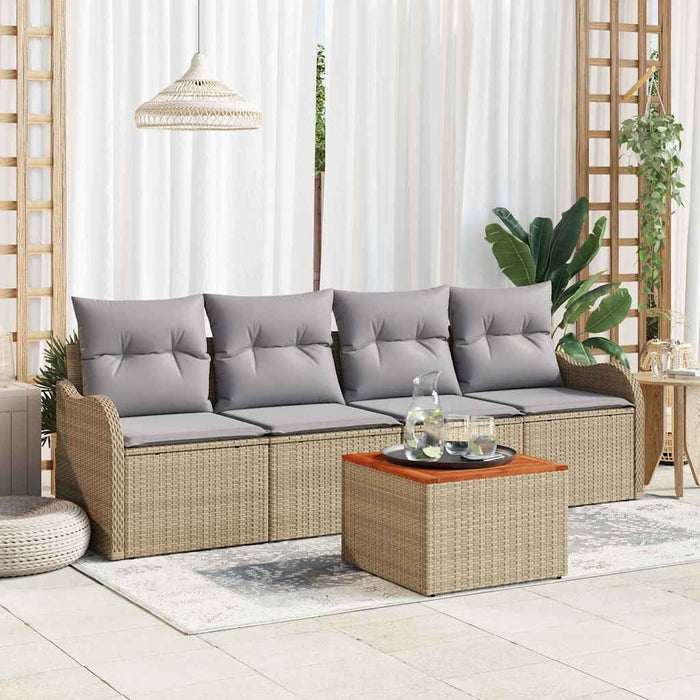 Set de canapele pentru grădină 5 pcs Bej Rattan poli - WALTI WALTI