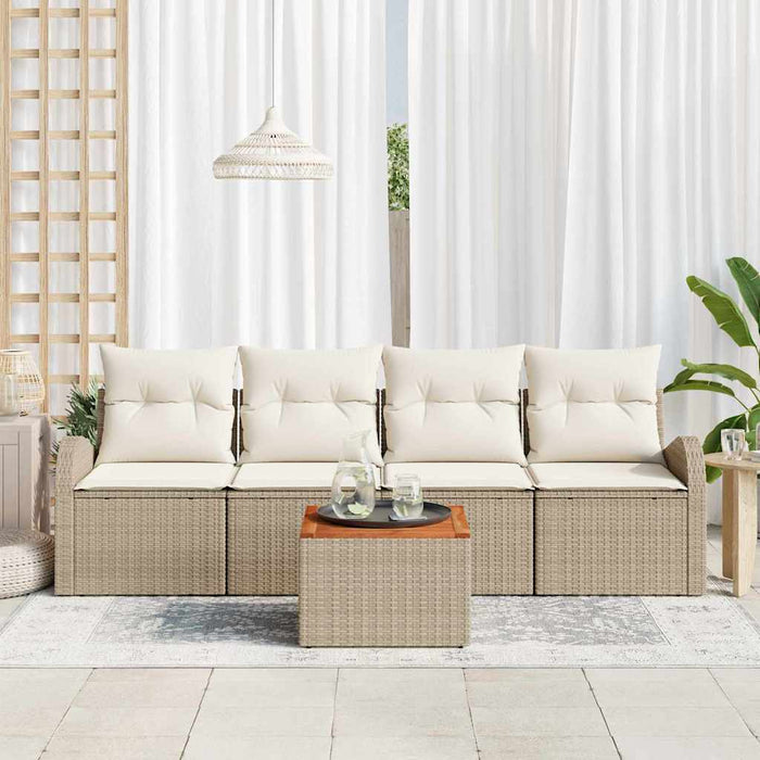 Set de canapele pentru grădină cu pernă 5 pcs Bej poliratan - WALTI WALTI