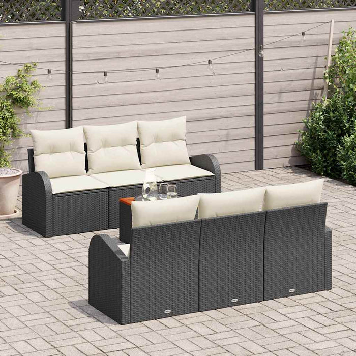 Set de canapea pentru grădină 7 piese cu perne Negru ratan Acacia - WALTI WALTI