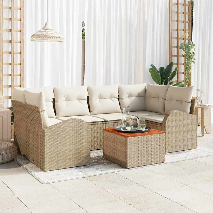 Set de canapele pentru grădină cu pernă 7 pcs Bej poliratan - WALTI WALTI