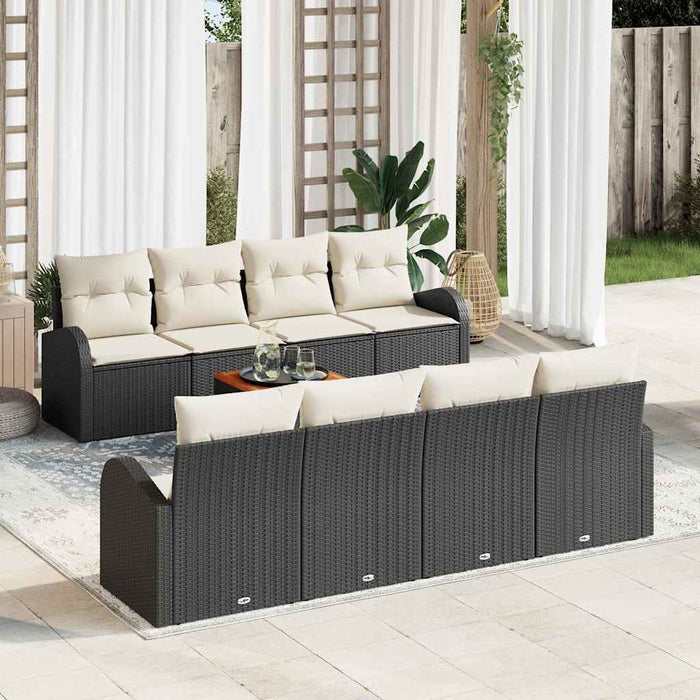 Set Canapele Grădină cu Perne, Negru, Poliratan, Acacia - WALTI WALTI