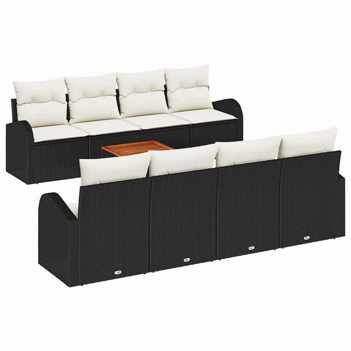 Set Canapele Grădină cu Perne, Negru, Poliratan, Acacia - WALTI WALTI