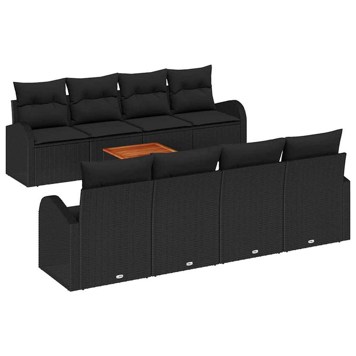 Set de canapele pentru grădină 9 pcs Negru Rattan poli - WALTI WALTI