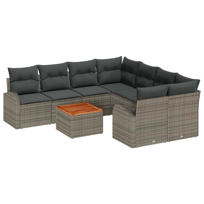 Set de canapele cu 9 piese și perne gri din rattan și acacia - WALTI WALTI