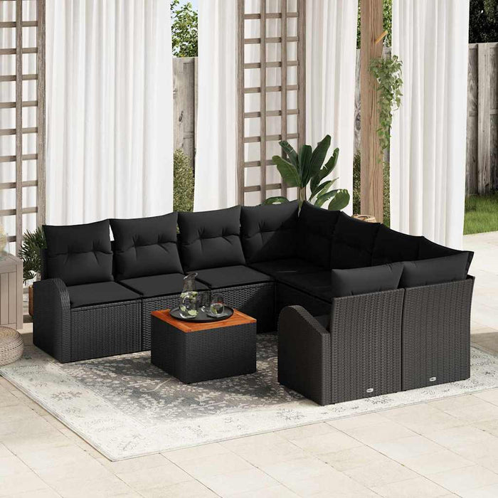 Set de canapele pentru grădină 9 pcs Negru Rattan poli - WALTI WALTI