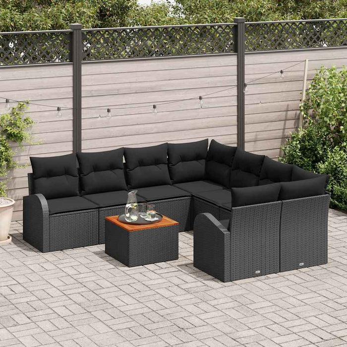 Set de canapele pentru grădină 9 pcs Negru Rattan poli - WALTI WALTI