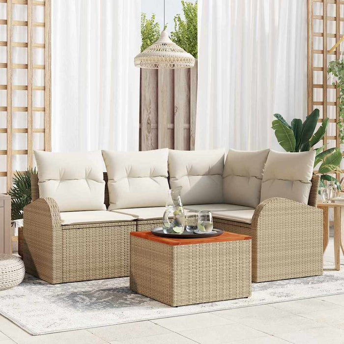 Set de canapele pentru grădină cu pernă 5 pcs Bej poliratan - WALTI WALTI