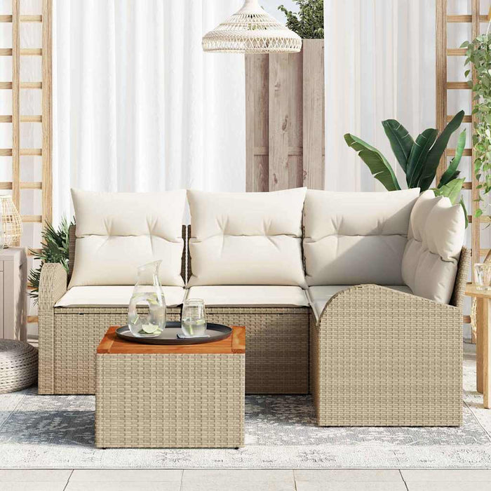 Set de canapele pentru grădină cu pernă 5 pcs Bej poliratan - WALTI WALTI