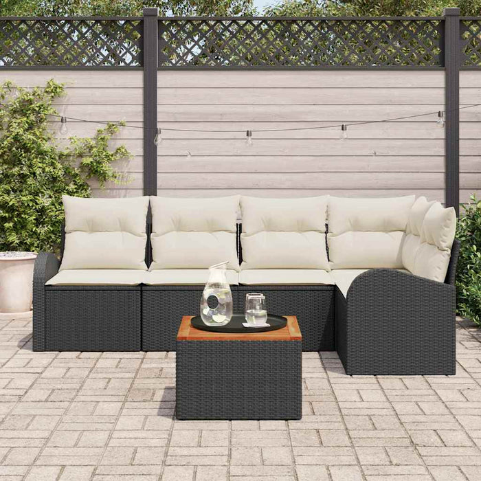 Set de canapea cu 6 piese cu perne Negru Ratan Acacia - WALTI WALTI