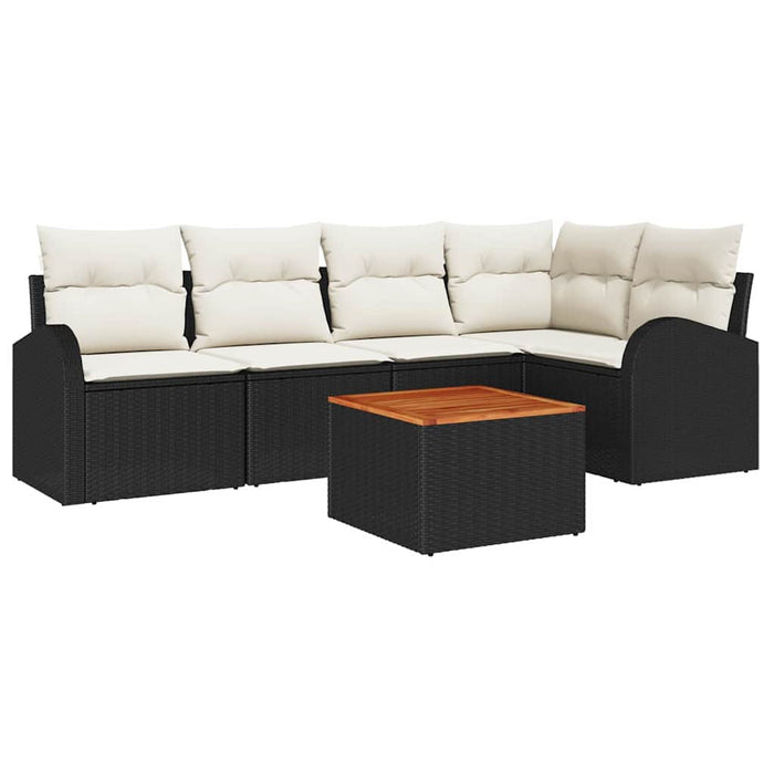 Set de canapea cu 6 piese cu perne Negru Ratan Acacia - WALTI WALTI