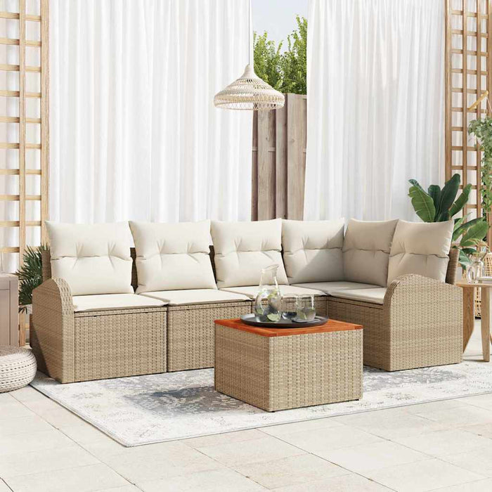 Set de canapele pentru grădină cu pernă 6 pcs Bej poliratan - WALTI WALTI