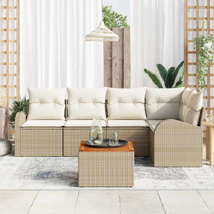 Set de canapele pentru grădină cu pernă 6 pcs Bej poliratan - WALTI WALTI
