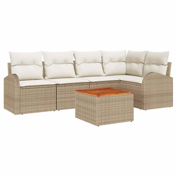 Set de canapele pentru grădină cu pernă 6 pcs Bej poliratan - WALTI WALTI