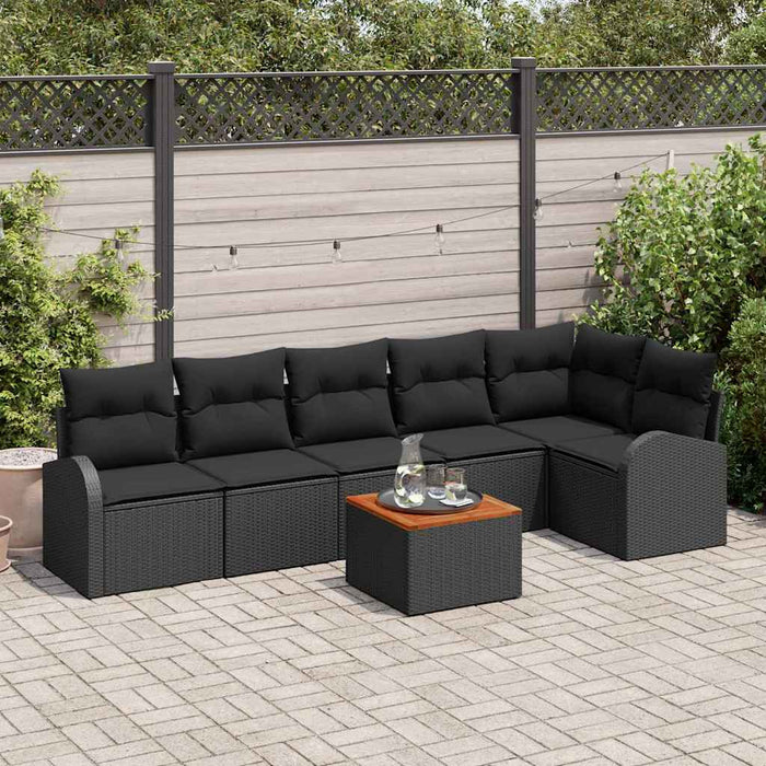 Set de canapele pentru grădină 7 pcs Negru Rattan poli - WALTI WALTI