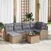 Set de 7 Piese de Sofa de Grădină cu Perne Bej din Rattan Poli Acacia - WALTI WALTI