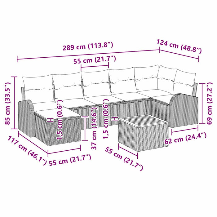 Set de canapele pentru grădină 8 pcs Negru Rattan poli - WALTI WALTI