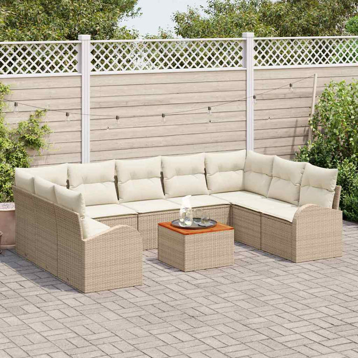 Set de canapele pentru grădină cu pernă 10 pcs Bej poliratan WALTI