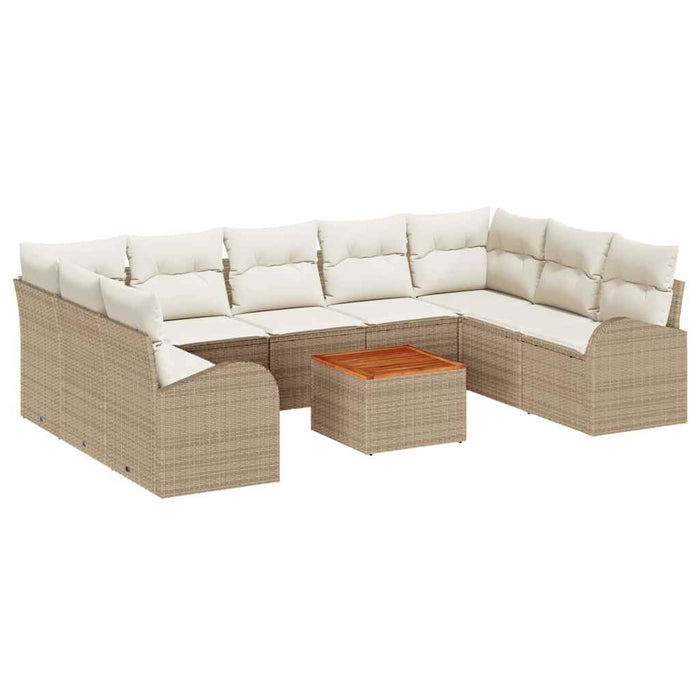 Set de canapele pentru grădină cu pernă 10 pcs Bej poliratan WALTI