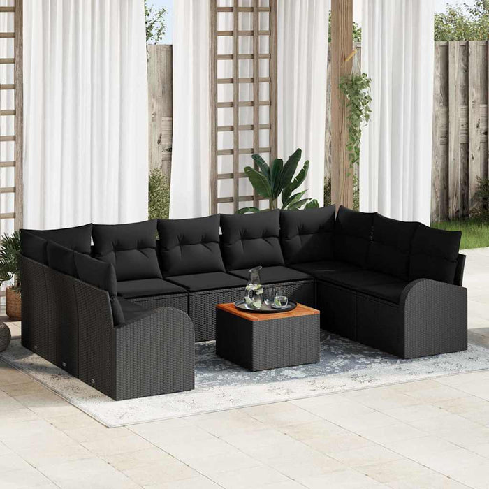 Set de canapele pentru grădină 10 pcs Negru Rattan poli - WALTI WALTI