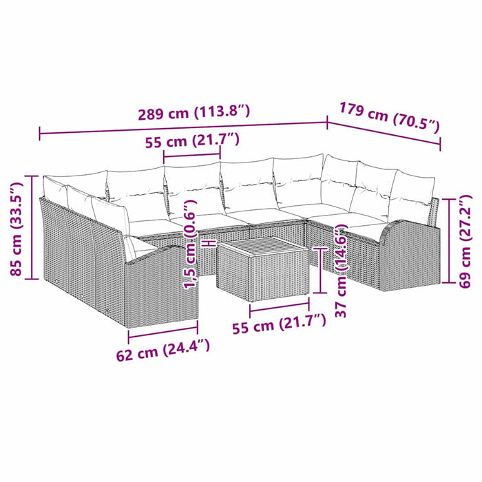 Set de canapele pentru grădină 10 pcs Negru Rattan poli - WALTI WALTI