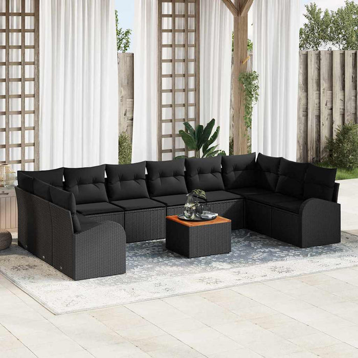 Set de canapele pentru grădină 11 pcs Negru Rattan poli - WALTI WALTI