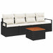 Set de canapea de grădină cu 5 piese și perne, din rattan poly negru și acacia - WALTI WALTI