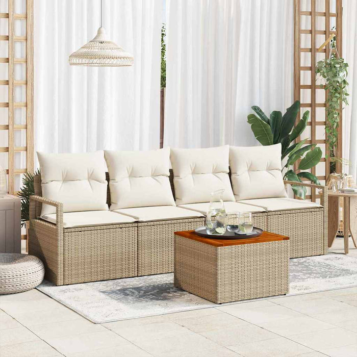 Set de canapele pentru grădină cu pernă 5 pcs Bej poliratan - WALTI WALTI