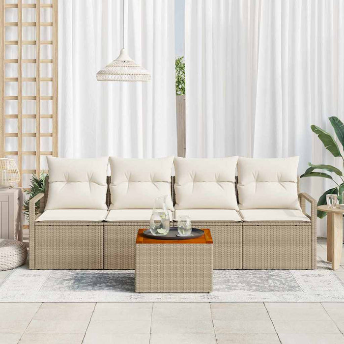 Set de canapele pentru grădină cu pernă 5 pcs Bej poliratan - WALTI WALTI