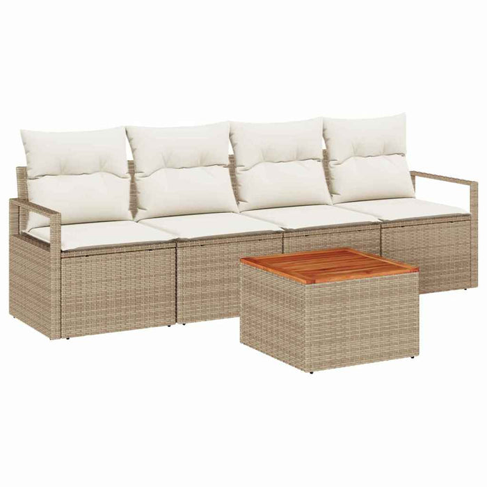 Set de canapele pentru grădină cu pernă 5 pcs Bej poliratan - WALTI WALTI