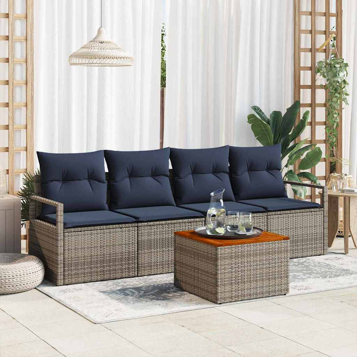 Set de canapele pentru grădină cu pernă 5 pcs Gri poliratan - WALTI WALTI