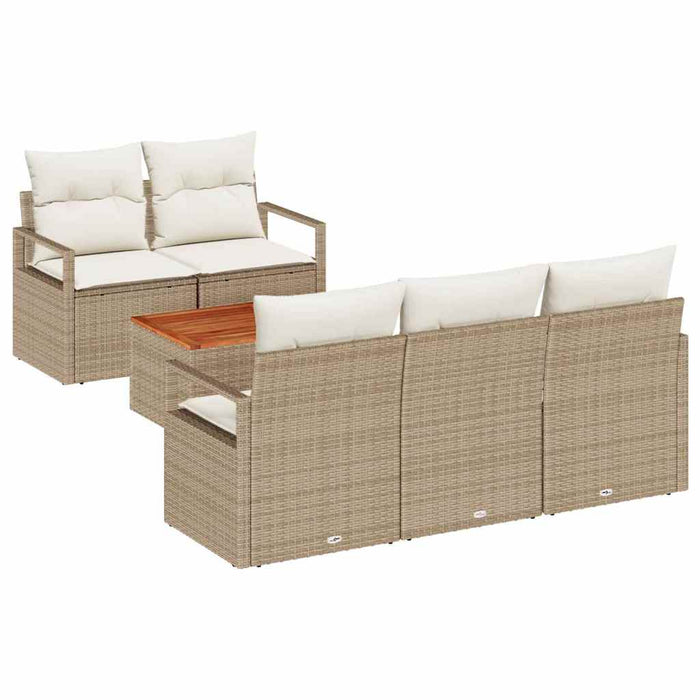 Set de canapele pentru grădină cu pernă 6 pcs Bej poliratan - WALTI WALTI