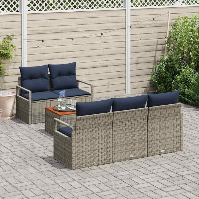Set de canapele pentru grădină cu pernă 6 pcs Gri poliratan - WALTI WALTI