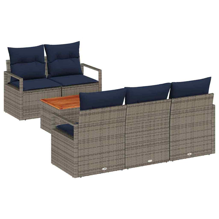 Set de canapele pentru grădină cu pernă 6 pcs Gri poliratan - WALTI WALTI