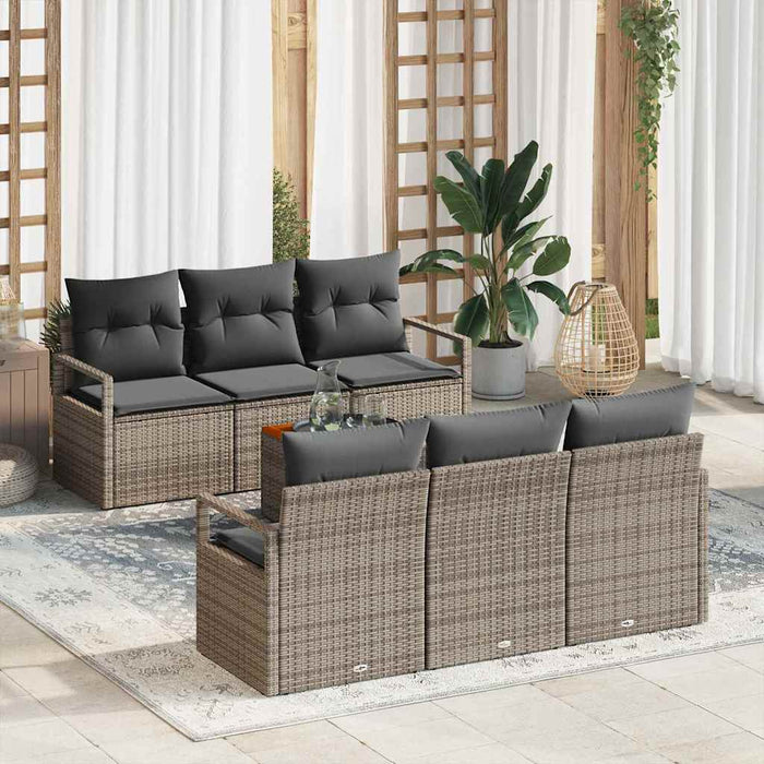 Set canapea pentru grădină , 7 piese, cu perne, ratan gri, acacia - WALTI WALTI