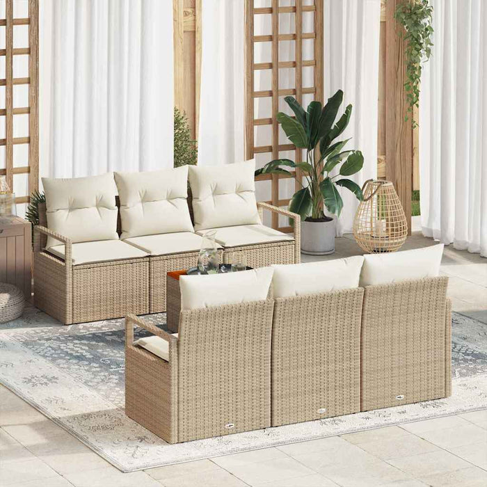 Set de canapele pentru grădină cu pernă 7 pcs Bej poliratan - WALTI WALTI