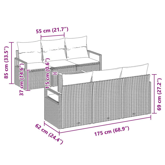 Set de canapele pentru grădină cu pernă 7 pcs Bej poliratan - WALTI WALTI