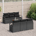 Set de canapele de grădină cu 7 piese și perne din rattan negru și acacia - WALTI WALTI