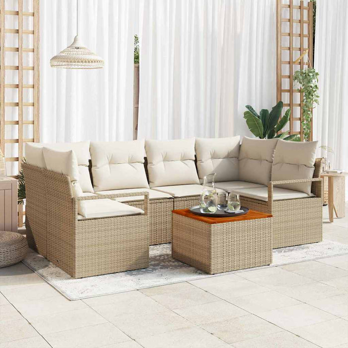 Set de canapele pentru grădină cu pernă 7 pcs Bej poliratan WALTI