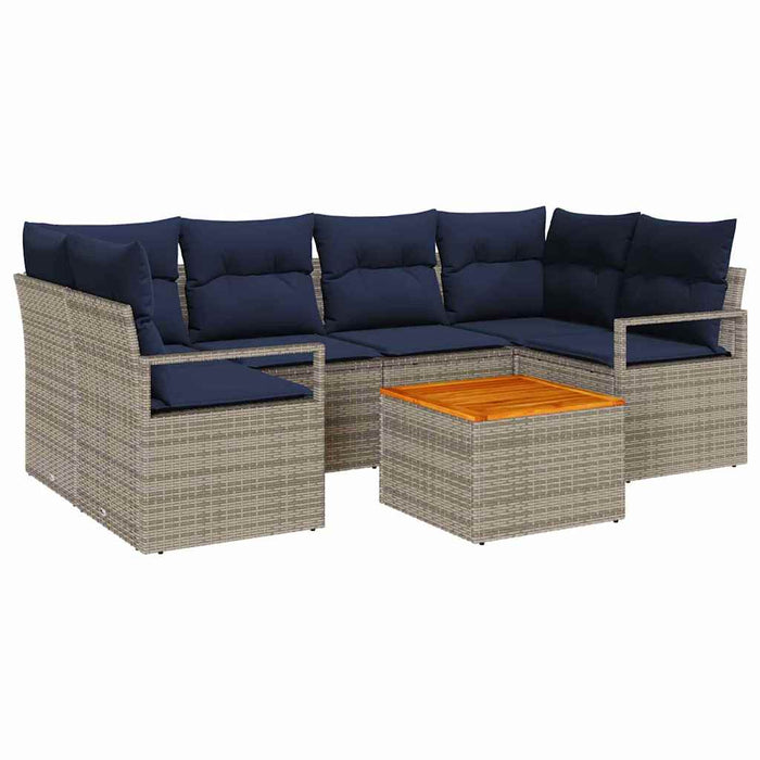 Set de canapele pentru grădină cu pernă 7 pcs Gri poliratan - WALTI WALTI