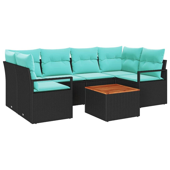 Set de canapele pentru grădină cu pernă 7 pcs Negru poliratan - WALTI WALTI