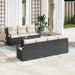 Set de canapea de grădină de 8 piese cu perne, negru, din rattan artificial și acacia - WALTI WALTI