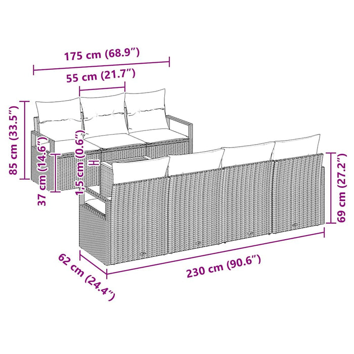 Set de canapele pentru grădină cu pernă 8 pcs Bej poliratan - WALTI WALTI