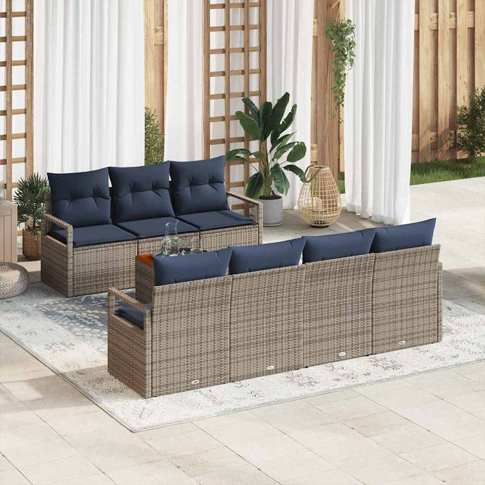 Set de canapele pentru grădină cu pernă 8 pcs Gri poliratan - WALTI WALTI