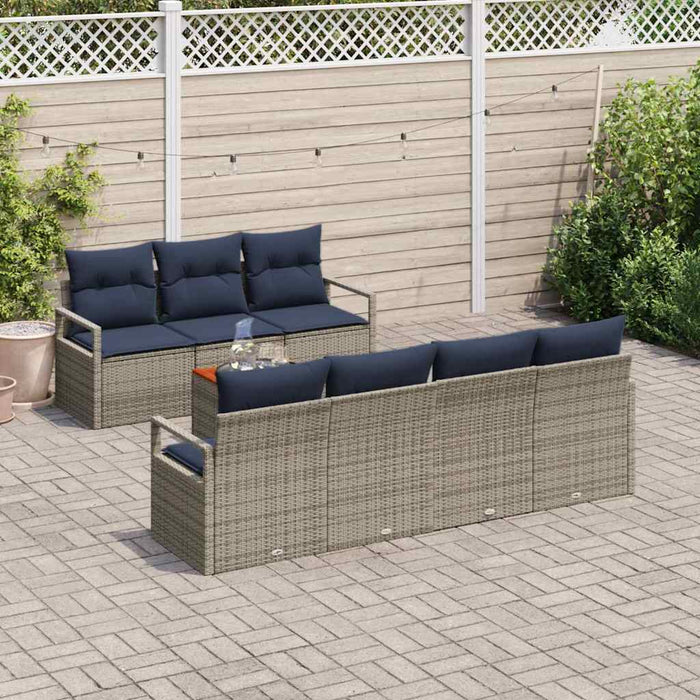 Set de canapele pentru grădină cu pernă 8 pcs Gri poliratan - WALTI WALTI